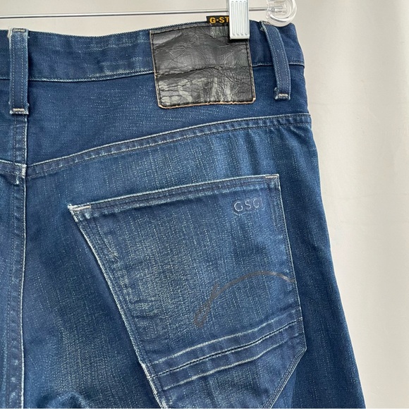 G Star Raw Jeans Men SZ 34 Blue Denim MORRIS Straight Low Wax Coated Button Fly - Picture 7 of 11
